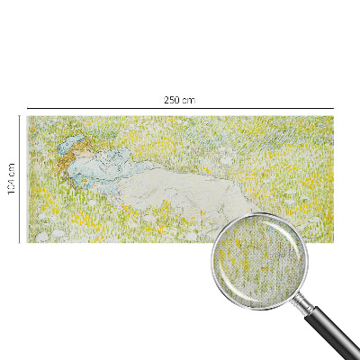 Removable wall mural wallpaper with a spring relaxation motif