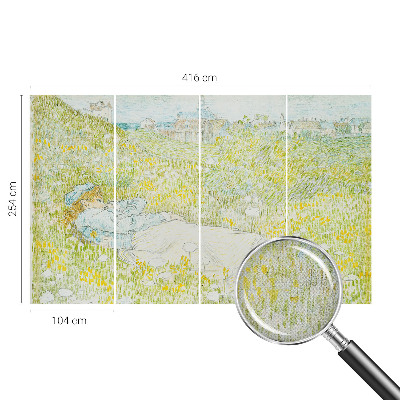 Removable wall mural wallpaper with a spring relaxation motif
