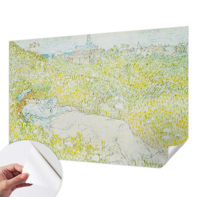 Removable wall mural wallpaper with a spring relaxation motif