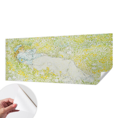 Removable wall mural wallpaper with a spring relaxation motif