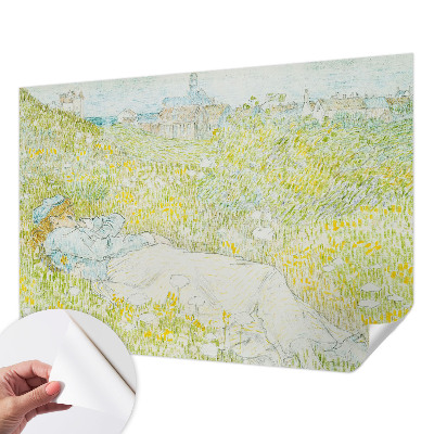 Removable wall mural wallpaper with a spring relaxation motif