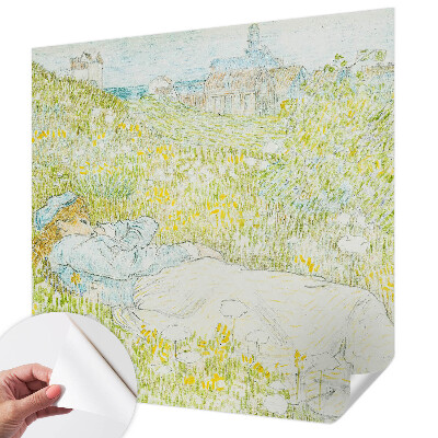 Removable wall mural wallpaper with a spring relaxation motif