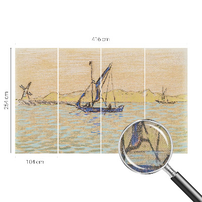 Peel and stick wall mural for living room with a sea of peace motif