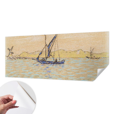 Peel and stick wall mural for living room with a sea of peace motif