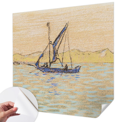 Peel and stick wall mural for living room with a sea of peace motif