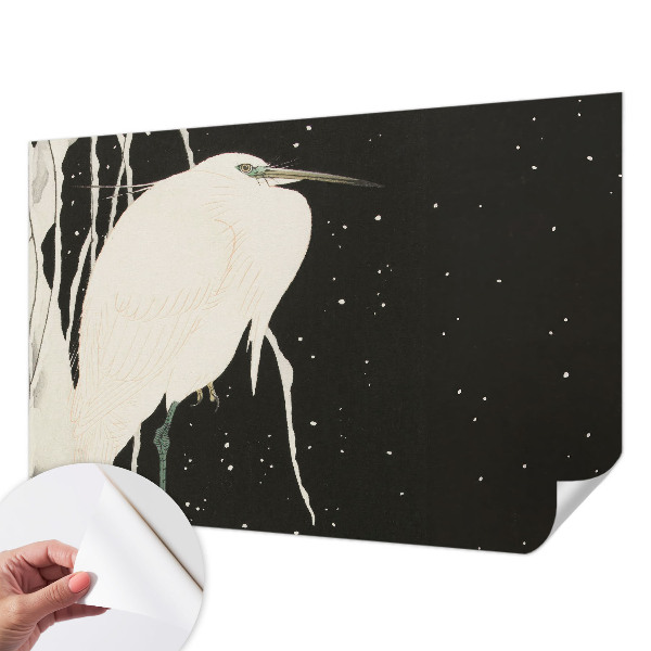 Peel and stick wall mural with a winter bird design