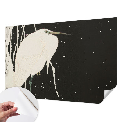 Peel and stick wall mural with a winter bird design