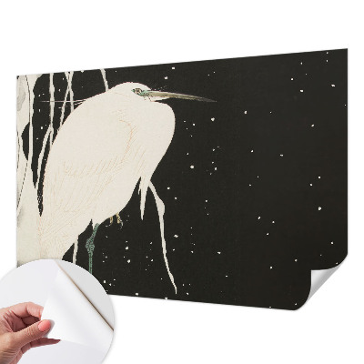 Peel and stick wall mural with a winter bird design