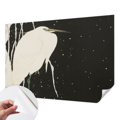 Peel and stick wall mural with a winter bird design