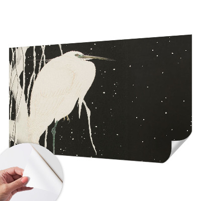 Peel and stick wall mural with a winter bird design