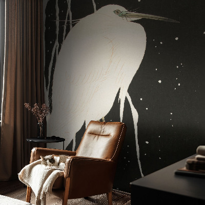 Peel and stick wall mural with a winter bird design