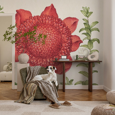 Peel and stick wall mural for bedroom with a floral elegance design