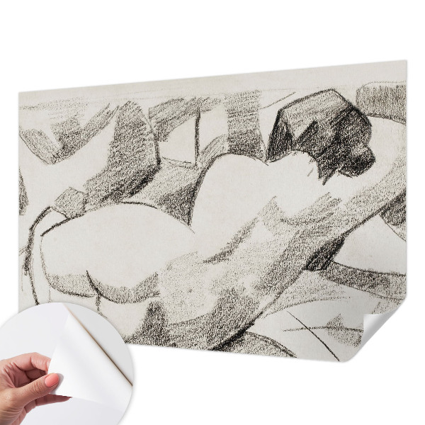 Self-adhesive wall mural featuring a reclining figure