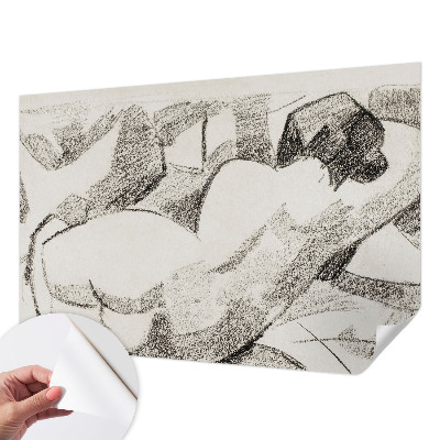 Self-adhesive wall mural featuring a reclining figure