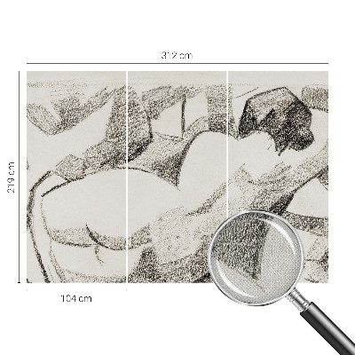 Self-adhesive wall mural featuring a reclining figure
