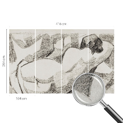 Self-adhesive wall mural featuring a reclining figure