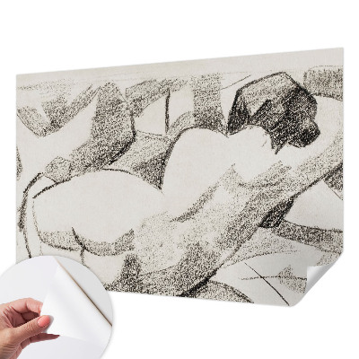 Self-adhesive wall mural featuring a reclining figure