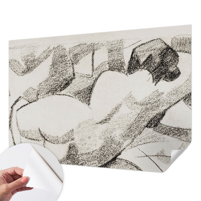 Self-adhesive wall mural featuring a reclining figure