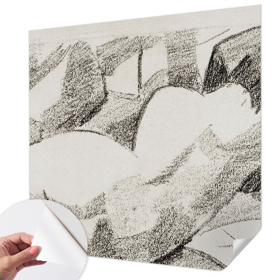 Self-adhesive wall mural featuring a reclining figure