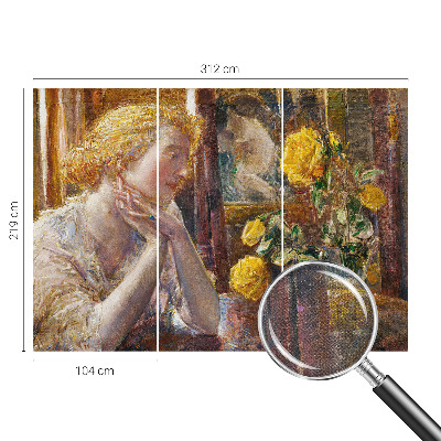 Stick-on wall mural featuring a woman surrounded by roses