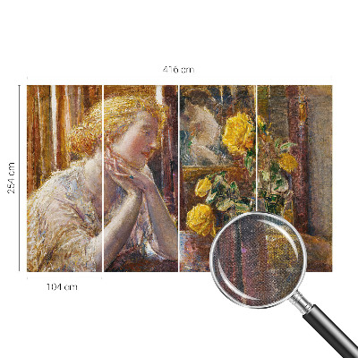 Stick-on wall mural featuring a woman surrounded by roses