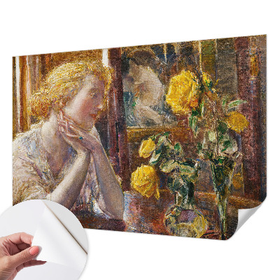Stick-on wall mural Woman with Roses