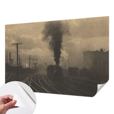 Peel and stick wall mural for living room with an industrial landscape design