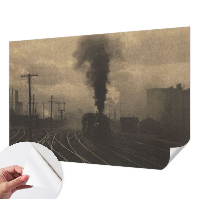 Peel and stick wall mural for living room with an industrial landscape design