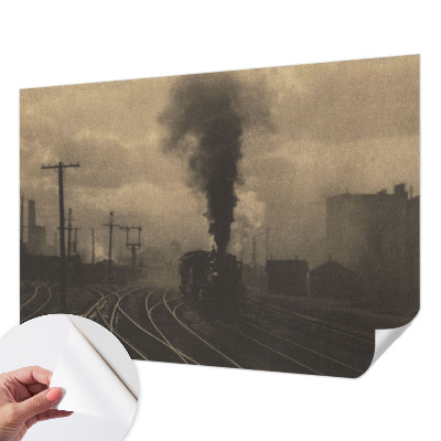 Peel and stick wall mural for living room with an industrial landscape design