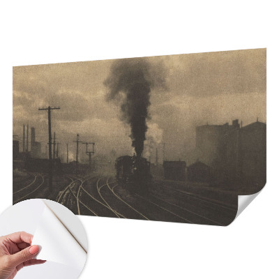 Peel and stick wall mural for living room with an industrial landscape design