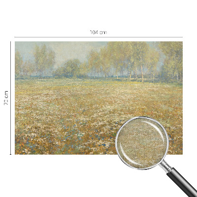 Removable wall mural wallpaper with a blooming field design