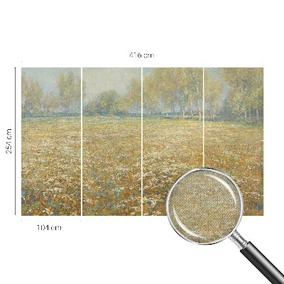 Removable wall mural wallpaper with a blooming field design