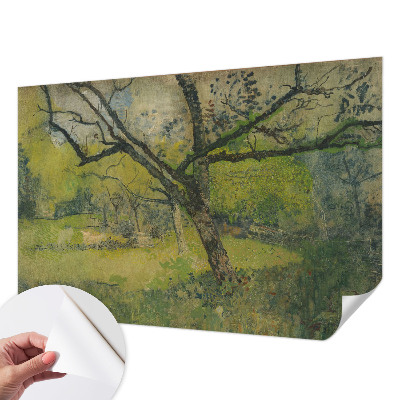 Peel and stick wall mural for bedroom with a green landscape design