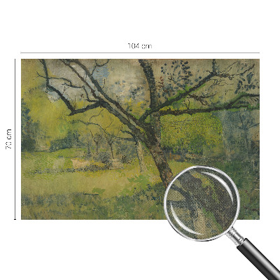 Peel and stick wall mural for bedroom with a green landscape design