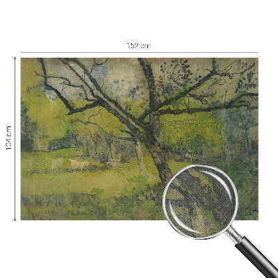 Peel and stick wall mural for bedroom with a green landscape design