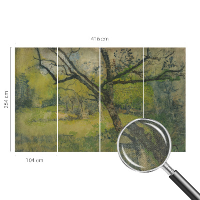 Peel and stick wall mural for bedroom with a green landscape design