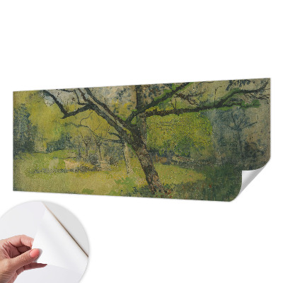 Peel and stick wall mural for bedroom with a green landscape design