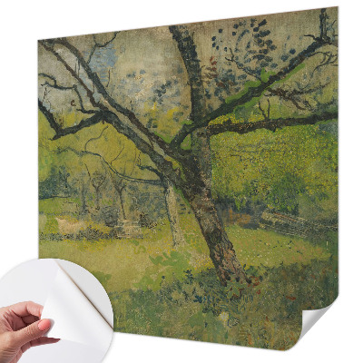 Peel and stick wall mural for bedroom with a green landscape design