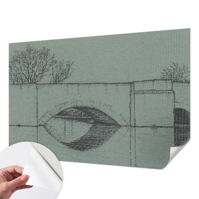 3D wall mural with an arch bridge design