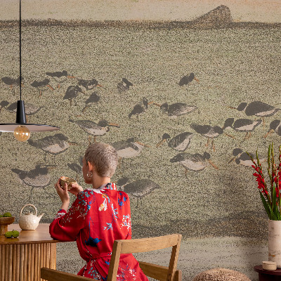 Peel and stick wall mural for kids' room featuring a bird motif titled 