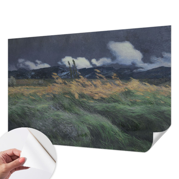 3D photo wallpaper mural with a blown grasses design