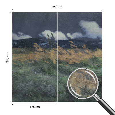 3D photo wallpaper mural with a blown grasses design