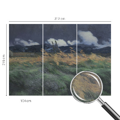 3D photo wallpaper mural with a blown grasses design