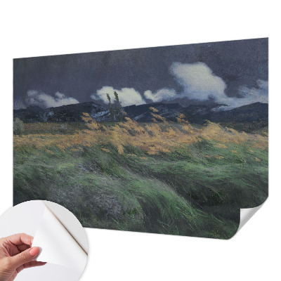 3D photo wallpaper mural with a blown grasses design