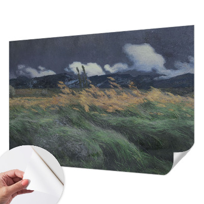 3D photo wallpaper mural with a blown grasses design