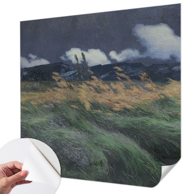 3D photo wallpaper mural with a blown grasses design