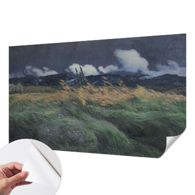 3D photo wallpaper mural with a blown grasses design