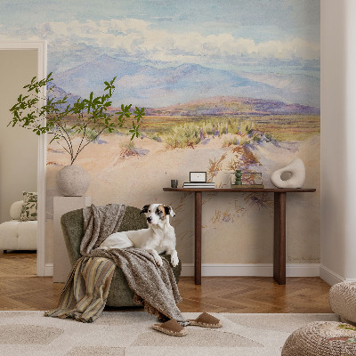 Children's wall mural with a desert landscape design