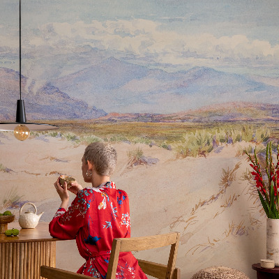 Children's wall mural with a desert landscape design