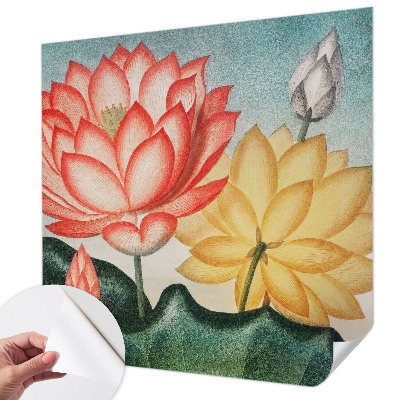 Peel and stick wall mural with a lotus flower design